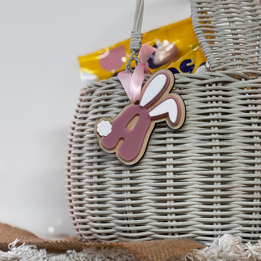 PERSONSLISED INITIAL EASTER BUNNY BASKET TAG